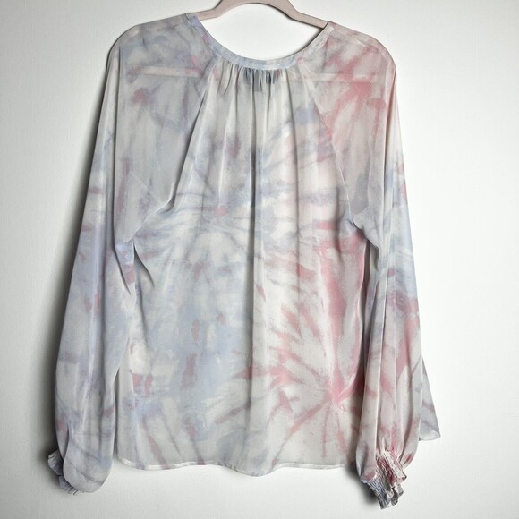 ModCloth Boho I Go Chiffon Tie Dye Pink Blue Top Women’s XL - Picture 6 of 13